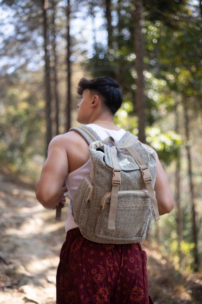 Handmade Cotton Backpack Eco-Friendly Vintage Bag Colourful Nepal Travel Backpack Ethically Crafted Organic Cotton Rucksack