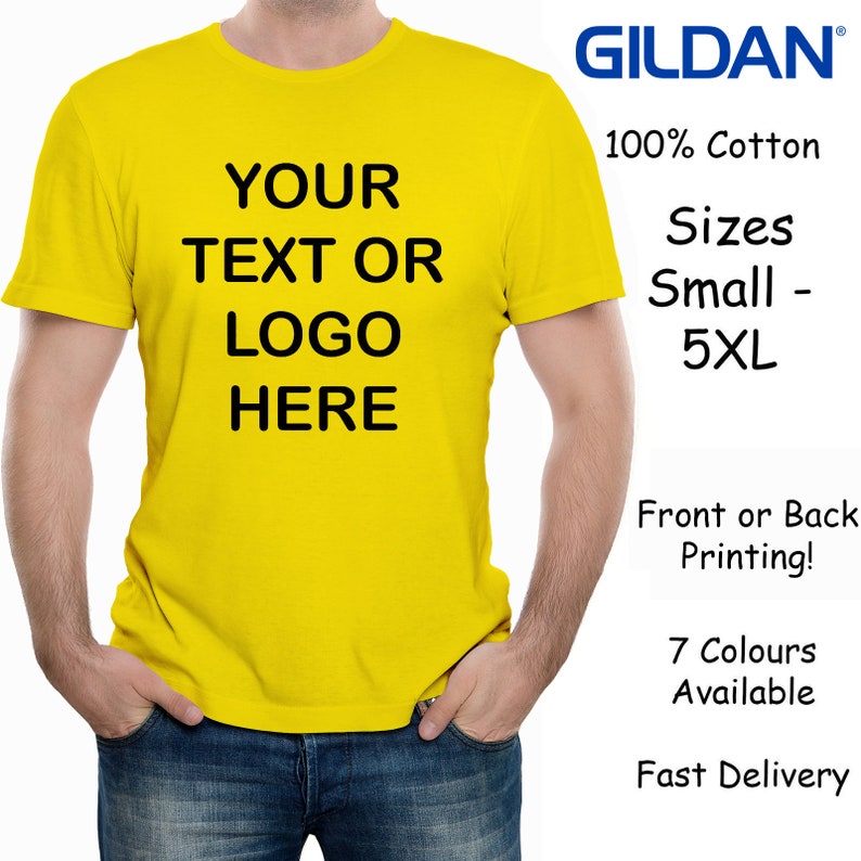 Custom Printed Men's Personalised Front or Back T-Shirt Photos and Text