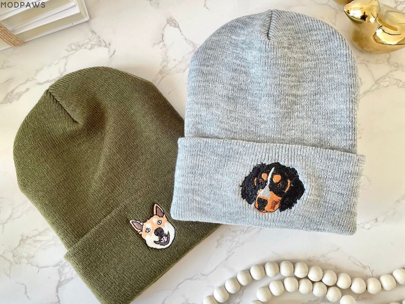 Custom Pet Beanie Using Pet Photo Personalized Dog Winter Hat Custom Cat Toboggan Hat Beanies for Men or Women Ladies Snow Hat Skullcap