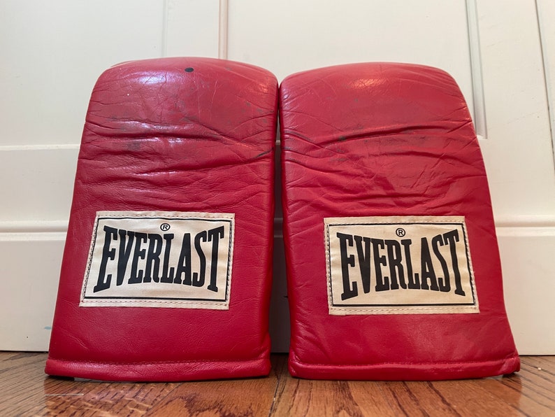 Everlast Vintage Leather Training Sparring Kickboxing Gloves 4306 Boxing 8oz