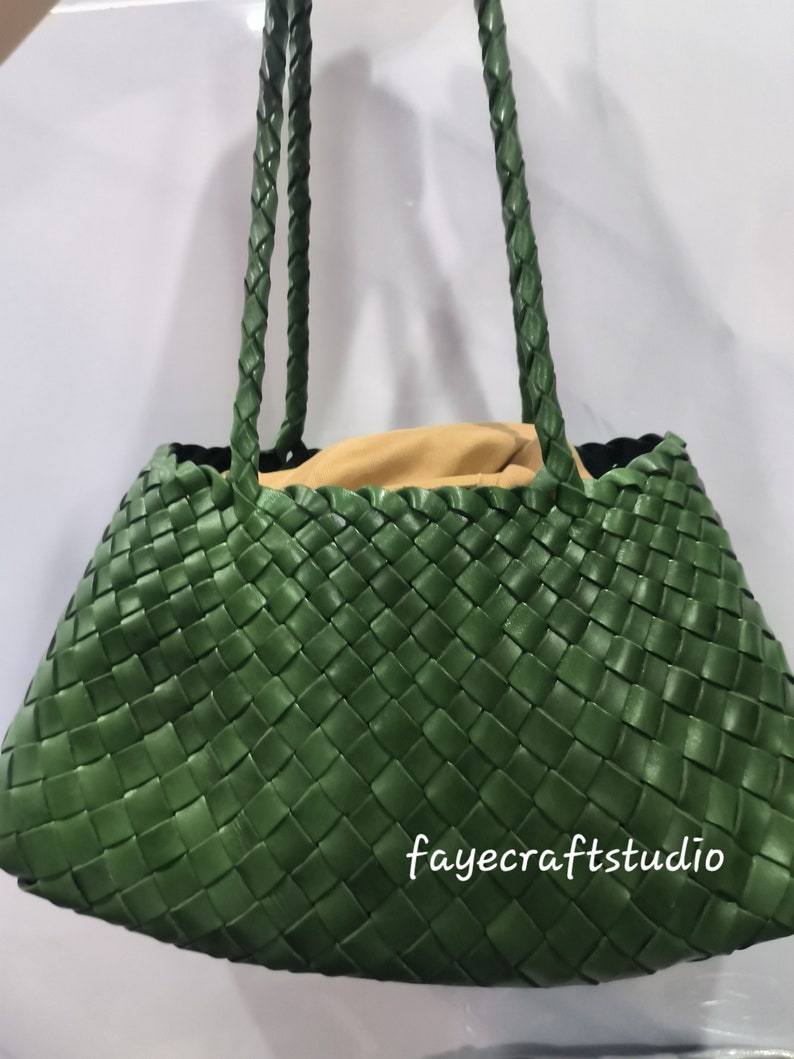 French style handmade TOP LAYER cowhide leather woven shoulder tote bag, gift for mom, gift for wife, soft leather bag