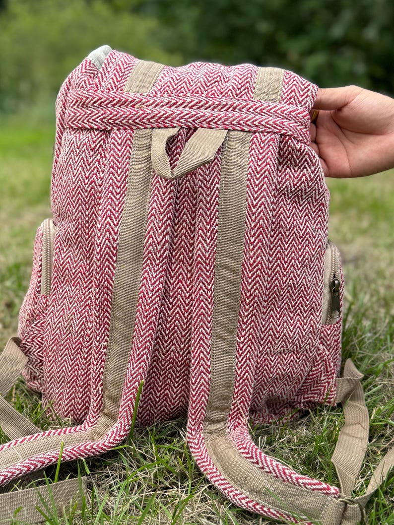 Handmade Cotton Backpack Eco-Friendly Vintage Bag Colourful Nepal Travel Backpack Ethically Crafted Organic Cotton Rucksack