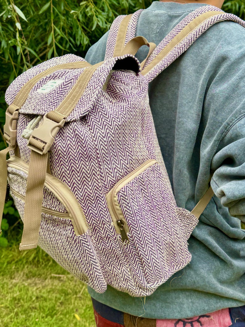 Handmade Cotton Backpack Eco-Friendly Vintage Bag Colourful Nepal Travel Backpack Ethically Crafted Organic Cotton Rucksack