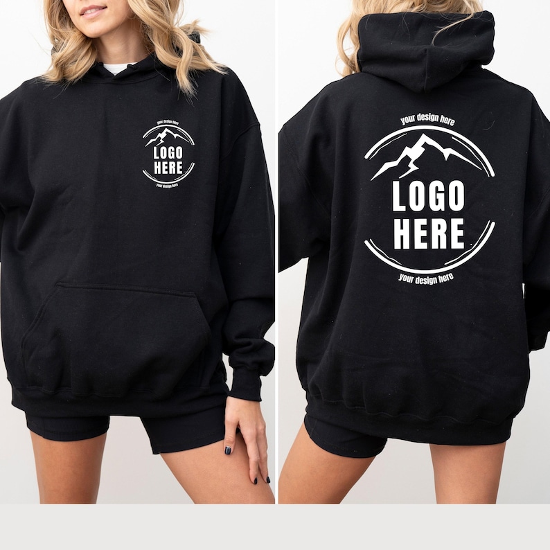 Custom Logo Design Hoodie, Company Logo Hooded Sweatshirt, Personalized Logo Pullover, Your Logo Here, Team Logo Text, Create Your Graphic