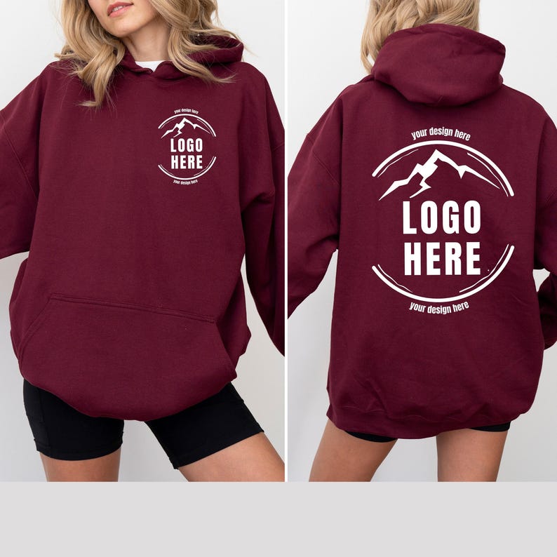 Custom Logo Design Hoodie, Company Logo Hooded Sweatshirt, Personalized Logo Pullover, Your Logo Here, Team Logo Text, Create Your Graphic