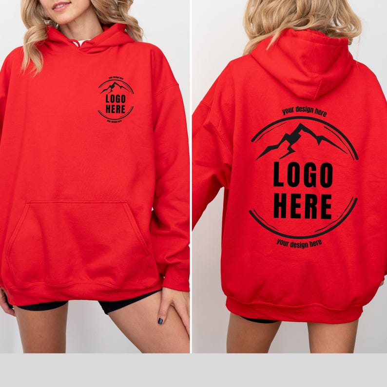 Custom Logo Design Hoodie, Company Logo Hooded Sweatshirt, Personalized Logo Pullover, Your Logo Here, Team Logo Text, Create Your Graphic