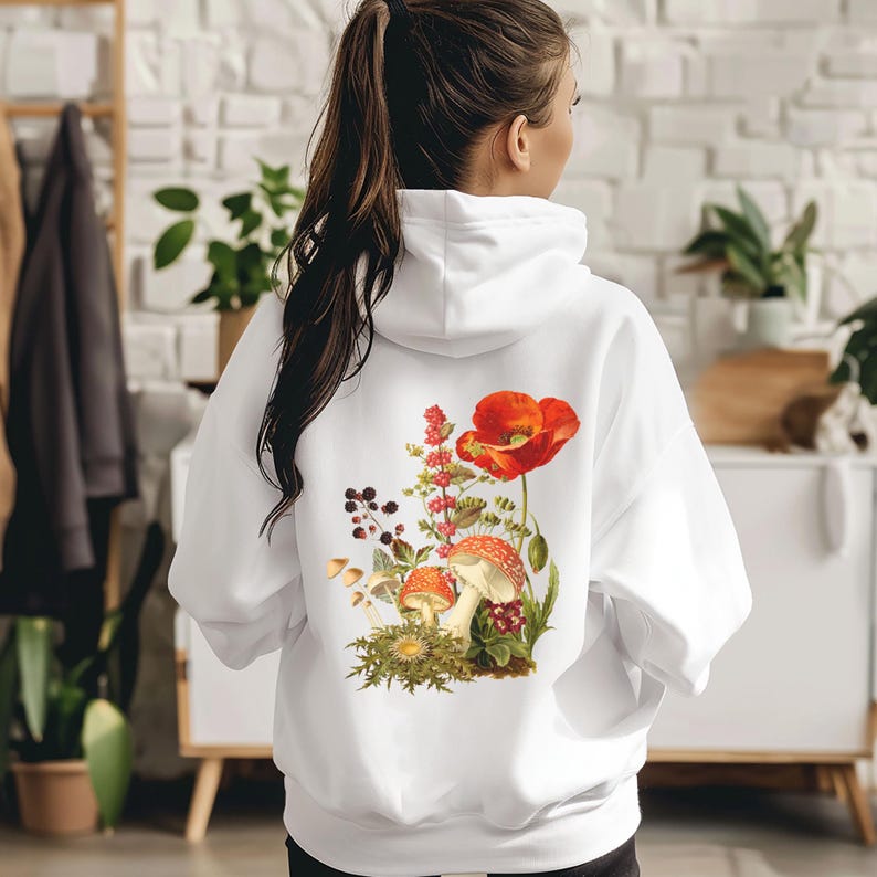 Mushroom Wildflower Hoodie, Cottagecore Sweatshirt, Mushroom Sweatshirt, naturecore shirt, Mushroom hoodie, Mushroom Floral, Nature lover