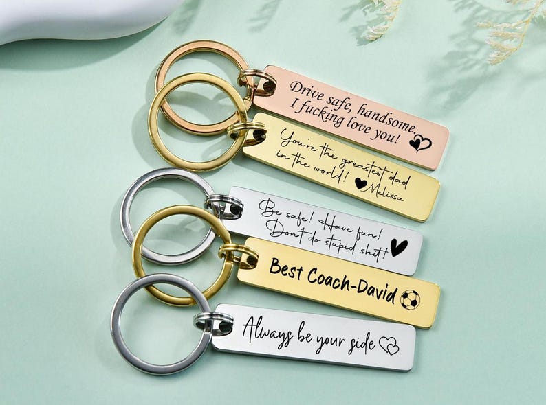 Personalised Keyring Personalized Keychain Engraved Key ring Engraved Keychain Stainless keychain Drive Safe Keychain Custom Bar Keychain