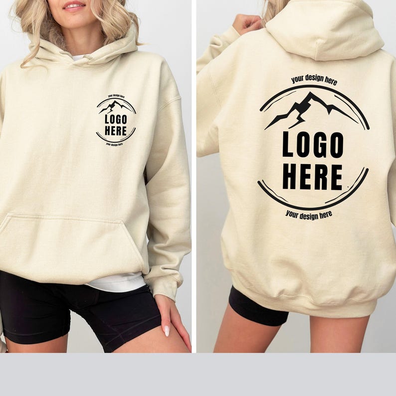 Custom Logo Design Hoodie, Company Logo Hooded Sweatshirt, Personalized Logo Pullover, Your Logo Here, Team Logo Text, Create Your Graphic