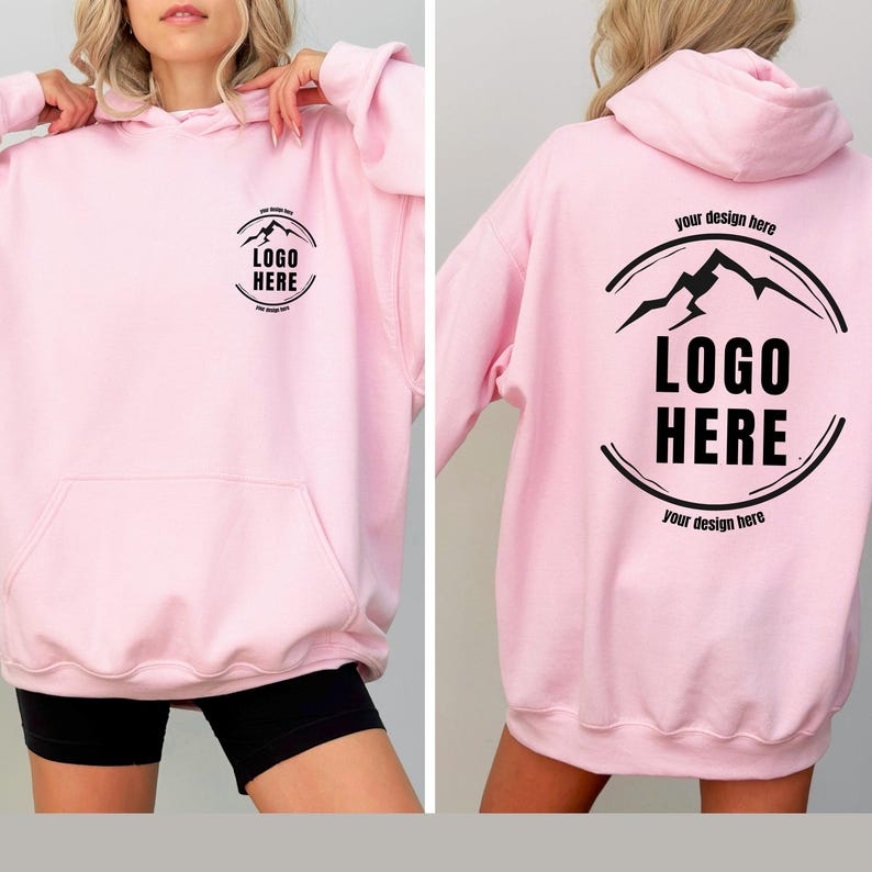 Custom Logo Design Hoodie, Company Logo Hooded Sweatshirt, Personalized Logo Pullover, Your Logo Here, Team Logo Text, Create Your Graphic