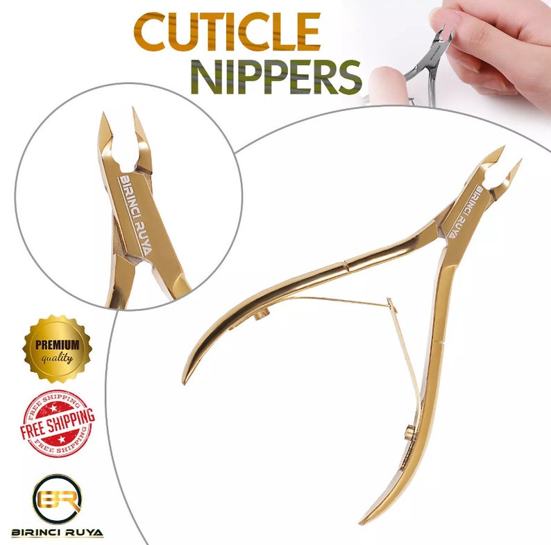 German Steel Curved Cuticle Nipper Satin Finish Cutter Remover Trimmer Nippers Toe Manicure Pedicure - Gold