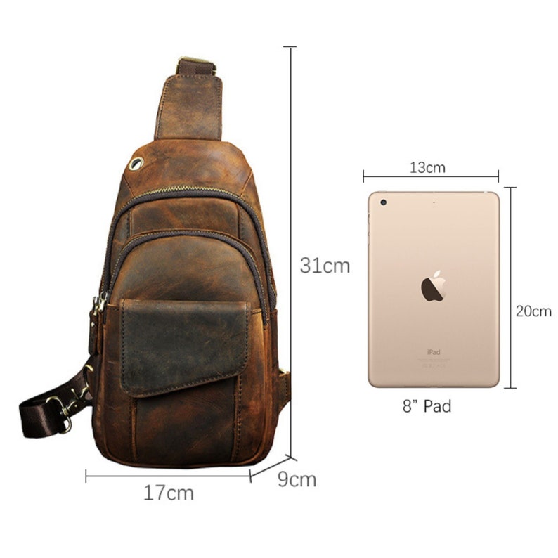 Personalized Leather Crossbody Chest Bag men, Sling bag for Men Backpack Messenger Bag Utility Travel bag Shoulder Bag Daypack Gift for Him