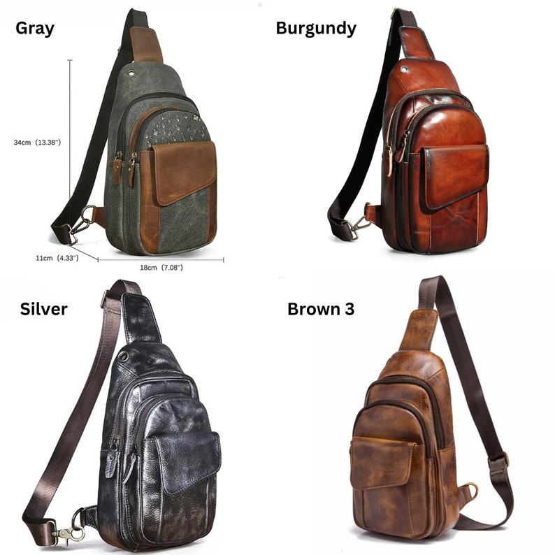 Personalized Leather Crossbody Chest Bag men, Sling bag for Men Backpack Messenger Bag Utility Travel bag Shoulder Bag Daypack Gift for Him