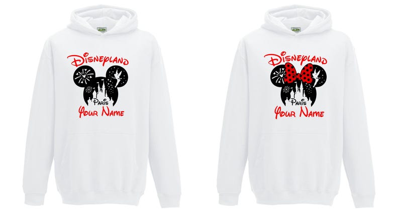 Printed Personalized Disneyland Paris Hoodie, Mickey Minnie Sketch Hoodie, Family Holiday Vacation Top, Custom Name Hoodie Adult, , Top.