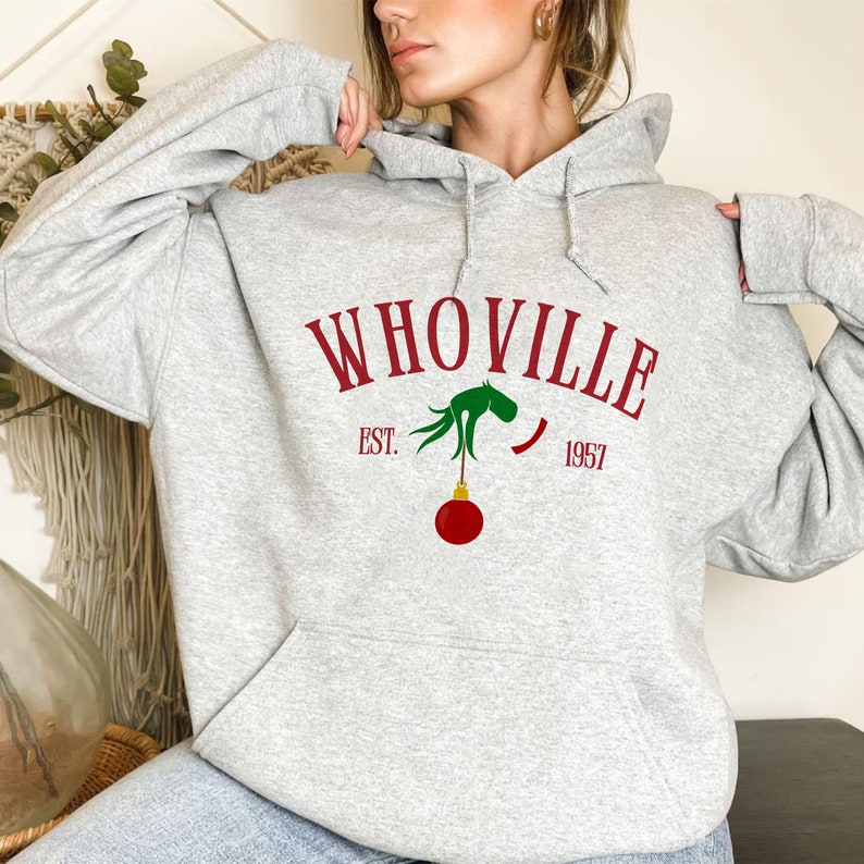 Whoville Sweatshirt, Grinch Christmas Holiday Gift Hoodie or Crewneck