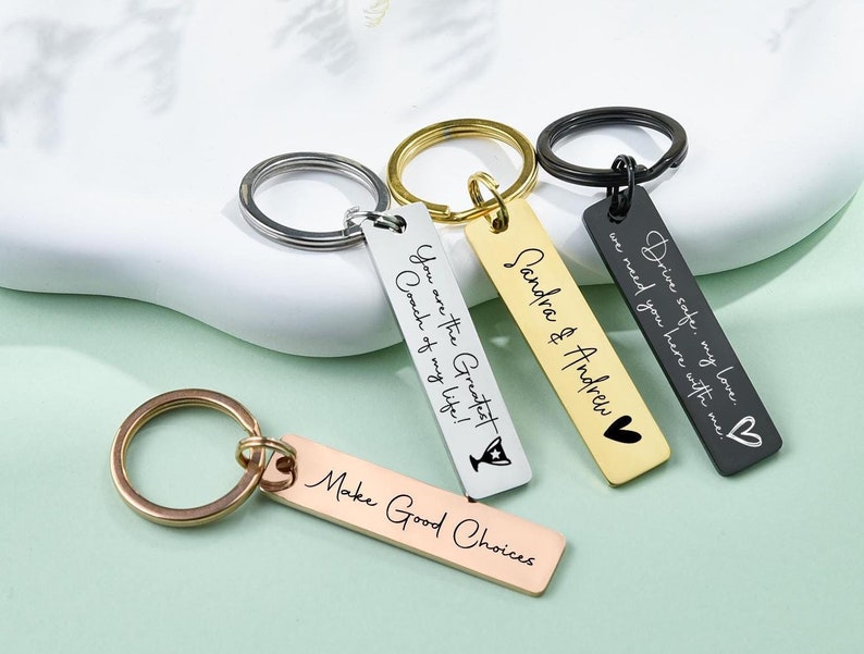 Personalised Keyring Personalized Keychain Engraved Key ring Engraved Keychain Stainless keychain Drive Safe Keychain Custom Bar Keychain