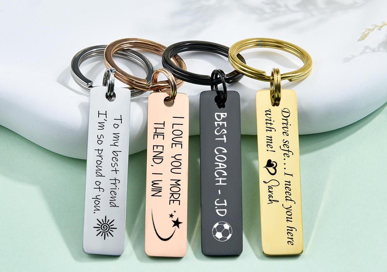 Personalised Keyring Personalized Keychain Engraved Key ring Engraved Keychain Stainless keychain Drive Safe Keychain Custom Bar Keychain