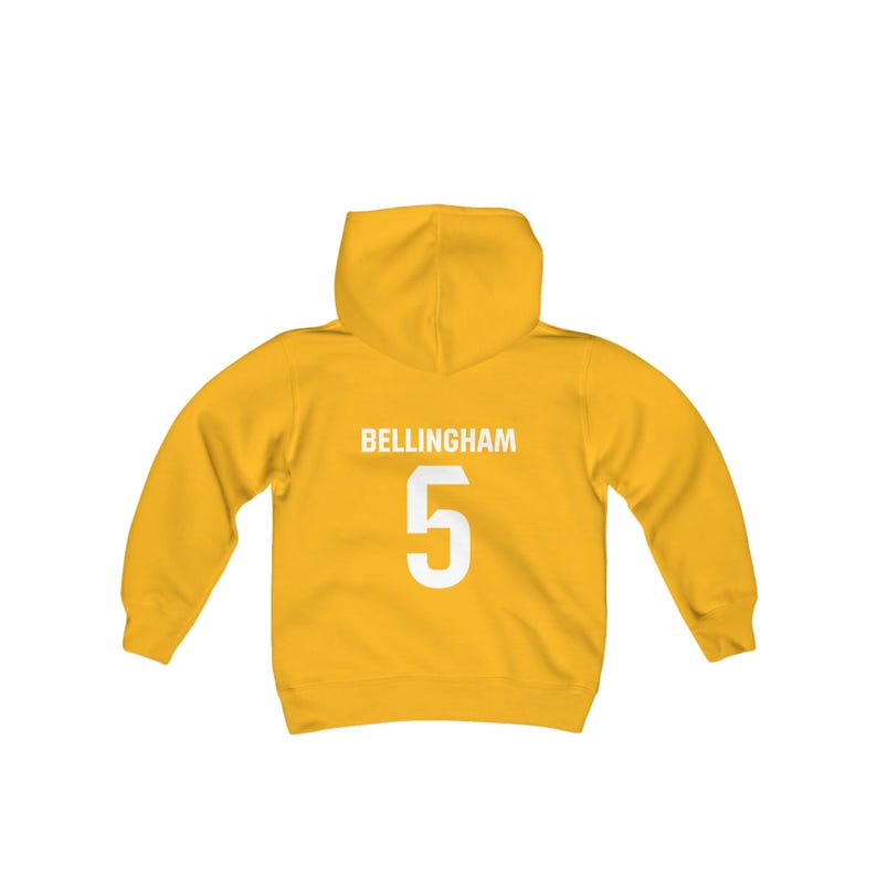 Madrid Bellingham 5 youth hoodie, Soccer Star Madrid Football Jersey Style Bellingham Unisex Hooded Sweatshirt, birthday gift Belligold