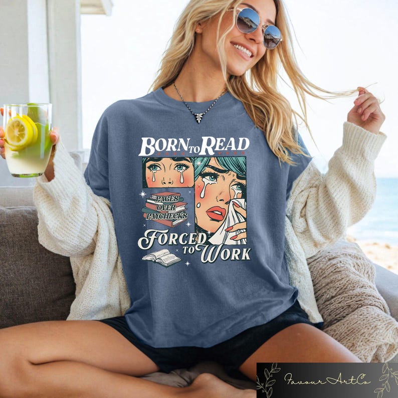 Retro Comfort Born To Read Bookish Shirt, Funny Reader Book Addict Tee, Spicy Books Sweater, Smut Shirt, Aesthetic Womens Tshirt