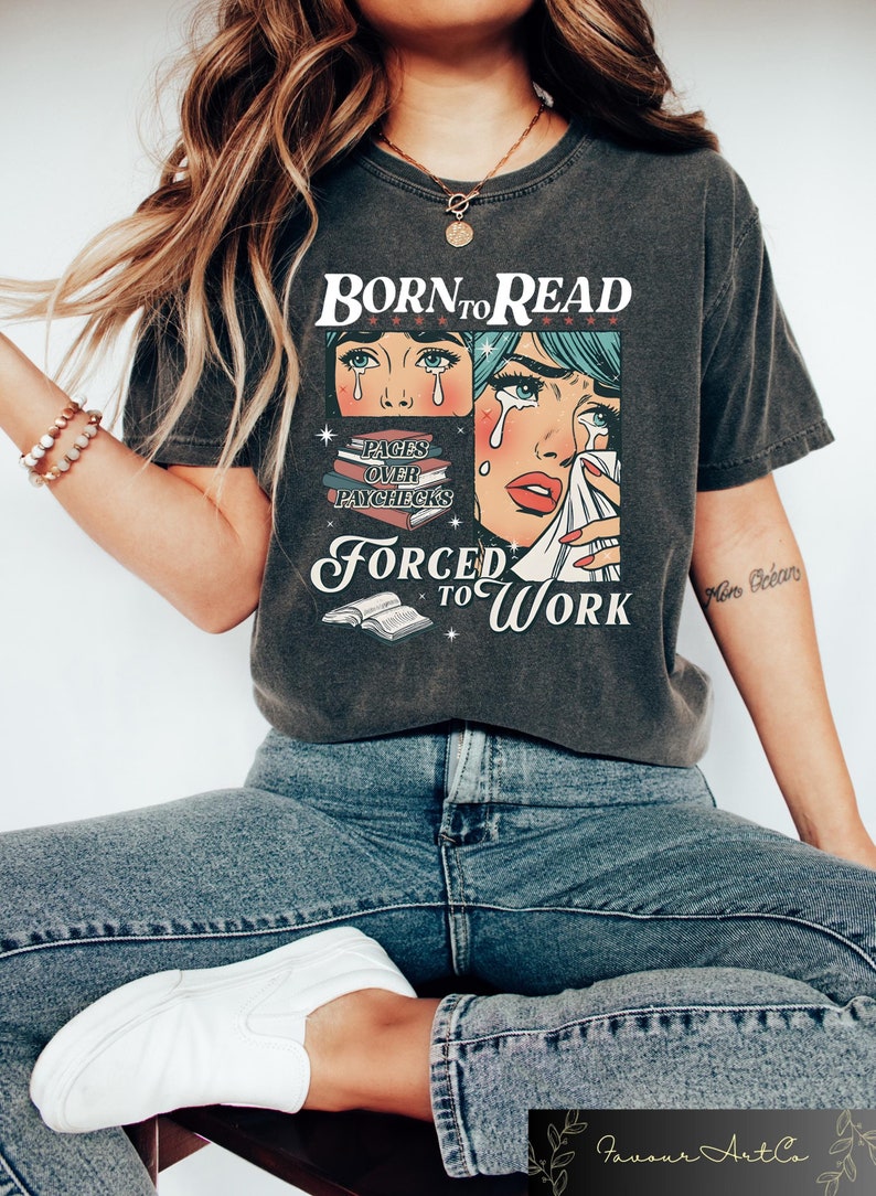 Retro Comfort Born To Read Bookish Shirt, Funny Reader Book Addict Tee, Spicy Books Sweater, Smut Shirt, Aesthetic Womens Tshirt