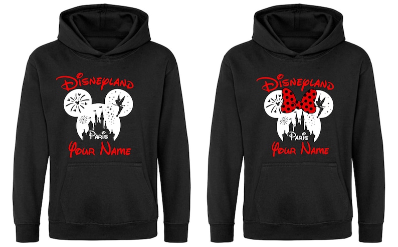 Printed Personalized Disneyland Paris Hoodie, Mickey Minnie Sketch Hoodie, Family Holiday Vacation Top, Custom Name Hoodie Adult, , Top.