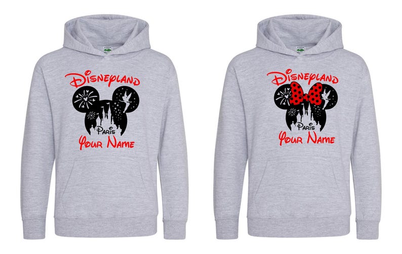 Printed Personalized Disneyland Paris Hoodie, Mickey Minnie Sketch Hoodie, Family Holiday Vacation Top, Custom Name Hoodie Adult, , Top.