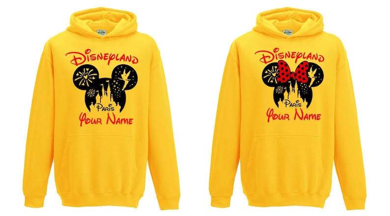 Printed Personalized Disneyland Paris Hoodie, Mickey Minnie Sketch Hoodie, Family Holiday Vacation Top, Custom Name Hoodie Adult, , Top.