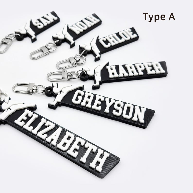 Taekwondo Karate Personalized Keychain / Keyring / Bag Tag / Name Tag - 3D Printed Plastic