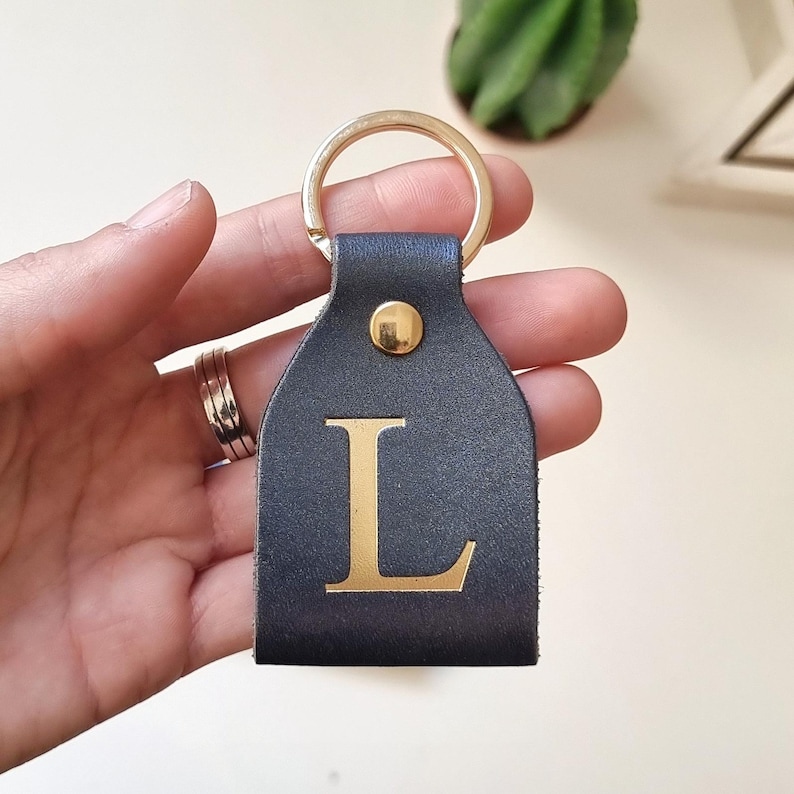 Personalized leather keychain with initial, Monogram leather keychain personalized, Custom keychain with initial, Gift for women,