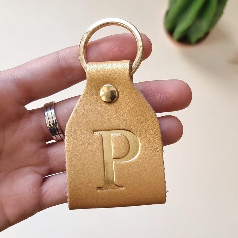 Personalized leather keychain with initial, Monogram leather keychain personalized, Custom keychain with initial, Gift for women,