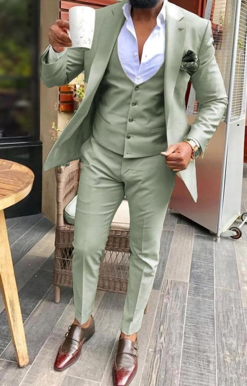 Luxury Sage Green Suit Men Wedding Wear Gift Suits Men Wedding Luxury Suit Men Dinner Groom’s Suit - Slim Fit Suit Elegant 3 piece Suits