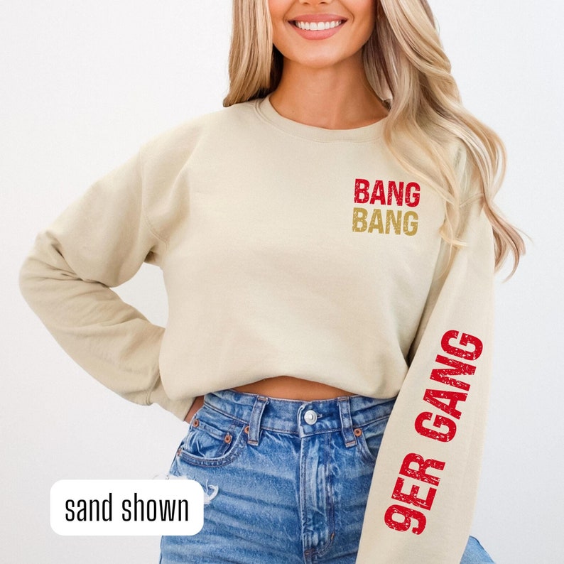 Bang Bang 9er Gang Sweatshirt, San Francisco Football Crewneck, Sunday Funday Gear, Tailgate Merch, SF Shirt for Women, Sport Fan Gift, Mens