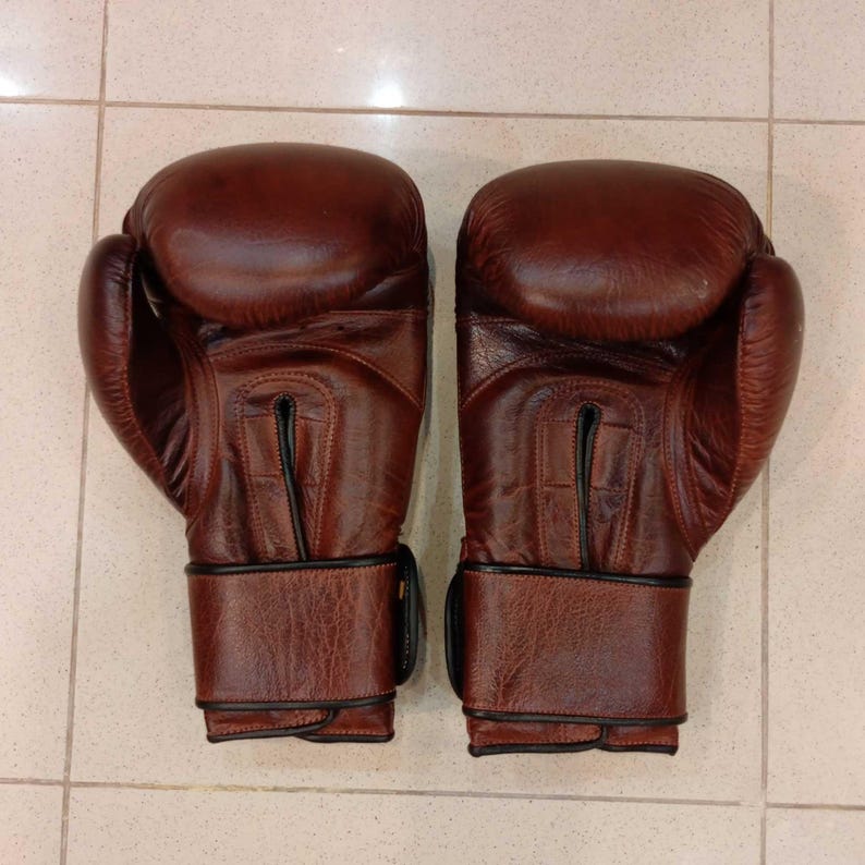 Customized Vintage Brown Leather Boxing Gloves - Personalizable Real Leather Boxing Gloves for Athletes, Valuable Gift for Boxers & Athletes