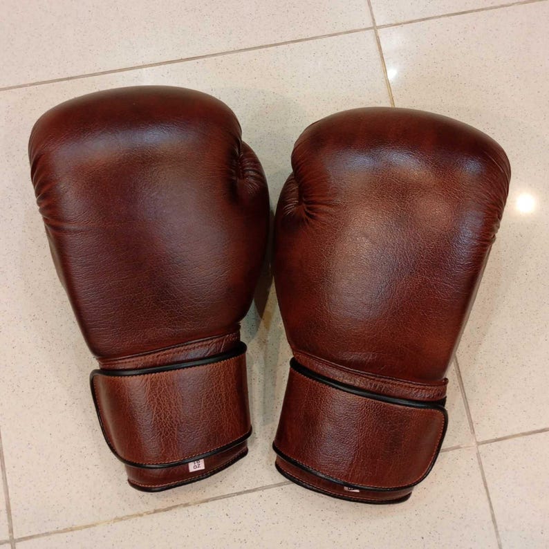 Customized Vintage Brown Leather Boxing Gloves - Personalizable Real Leather Boxing Gloves for Athletes, Valuable Gift for Boxers & Athletes