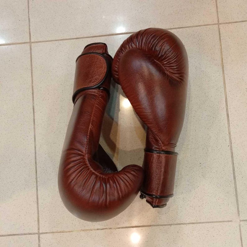 Customized Vintage Brown Leather Boxing Gloves - Personalizable Real Leather Boxing Gloves for Athletes, Valuable Gift for Boxers & Athletes