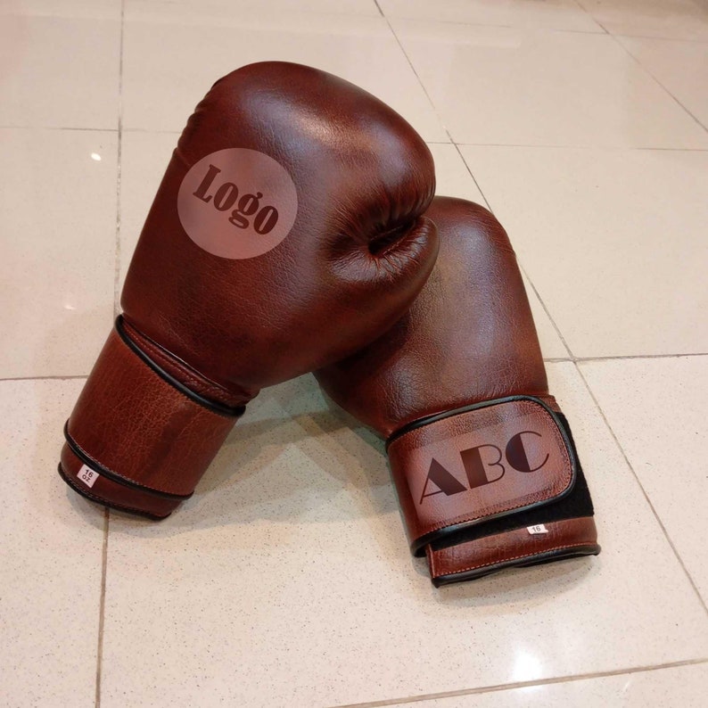 Customized Vintage Brown Leather Boxing Gloves - Personalizable Real Leather Boxing Gloves for Athletes, Valuable Gift for Boxers & Athletes