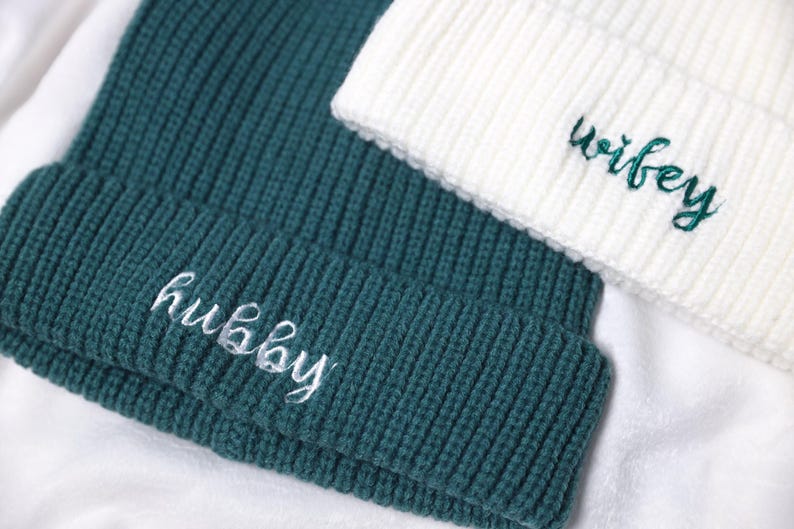 Custom Beanie, Winter Hat, Couples Beanie, Personalized Beanie, Embroidered Beanie, Wifey Hats, Custom Name Hat, Ribbed Knit Beanie 24092301