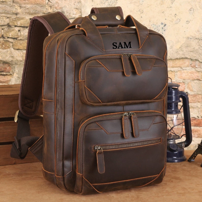 Laptop Backpack, Office School Backpack, Shoulder Bag Men, Personalized Full Grain Leather Backpack, Travel backpack, Rucksack, Gift for him