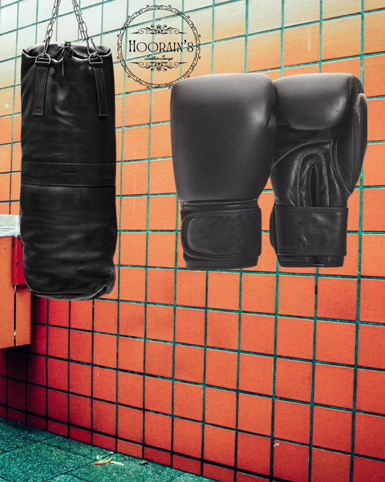 Handcrafted Black Leather Punching Bag – Durable Cowhide Training and Boxing Bag Perfect for MMA, Kickboxing, and Intense Gym Workouts.