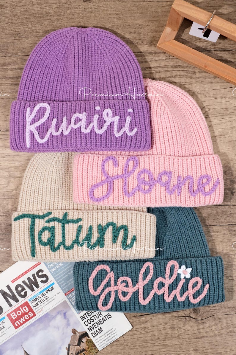 Custom Kids Beanie Hat, Personalized Winter Warm Hat, Embroidered Name Hat, Cozy Gifts for Children, Handcrafted Kids Beanie