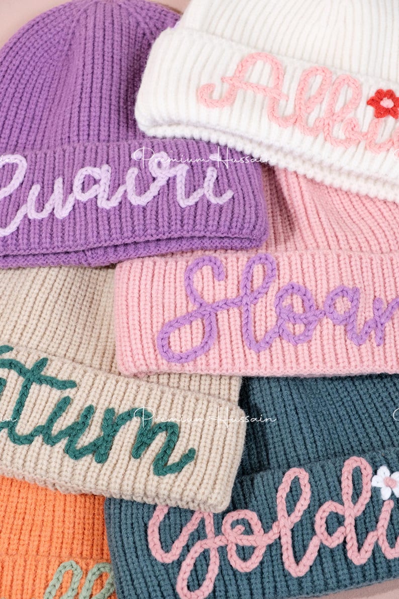 Custom Kids Beanie Hat, Personalized Winter Warm Hat, Embroidered Name Hat, Cozy Gifts for Children, Handcrafted Kids Beanie