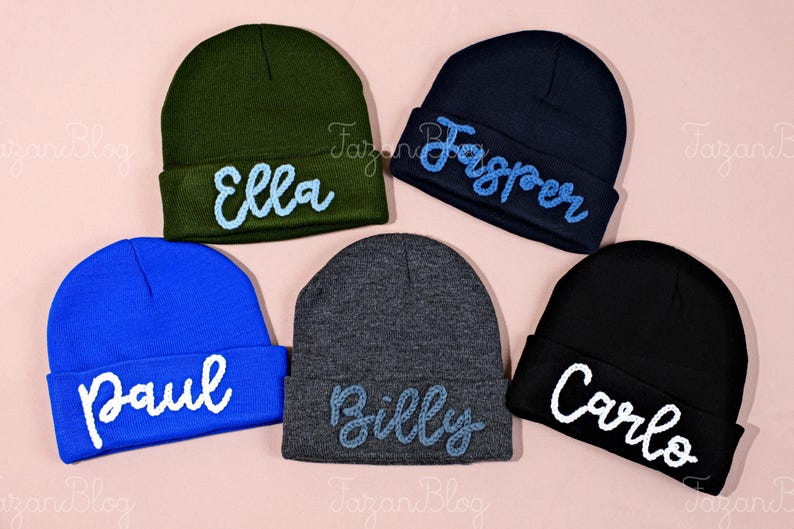 Custom Embroidered Beanies with Name - Personalized Knit Hats for Adults - Stylish Winter Accessories - Thoughtful Christmas Gifts