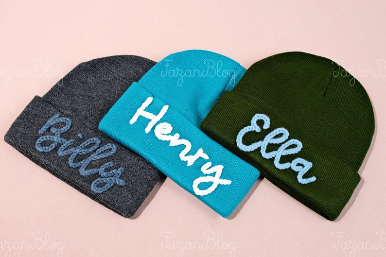 Custom Embroidered Beanies with Name - Personalized Knit Hats for Adults - Stylish Winter Accessories - Thoughtful Christmas Gifts