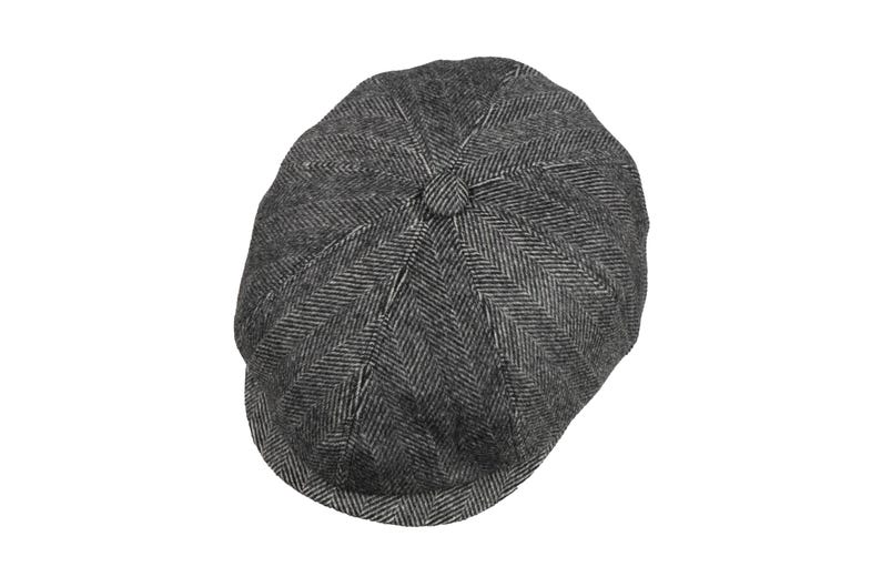 Dark Gray Herringbone Wool 8 Panels Cap, Peaky Blinders Hat, Baker Boy Hat, Irish flat cap, Groomsman Gatsby Hat, Hatsquare Man Newsboy Cap