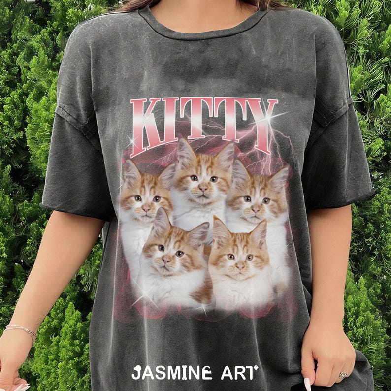 Custom Pet Vintage Shirt - Custom Cat Bootleg Rap Shirt, Cat Lover T-Shirt, Retro 90's Graphic T-Shirt, Personalized Shirt, Pet Face Shirt