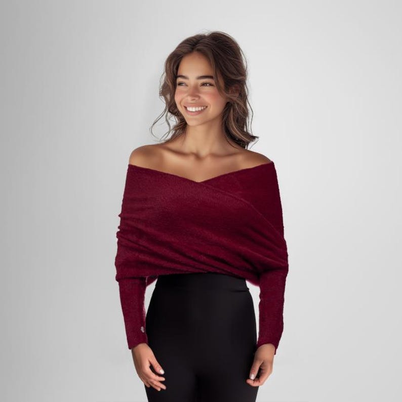 Wedding Wrap | Wedding Cape | Wedding Cover | Wedding Bolero for the Bride | Wedding Sweater | Hen party gift | Claret