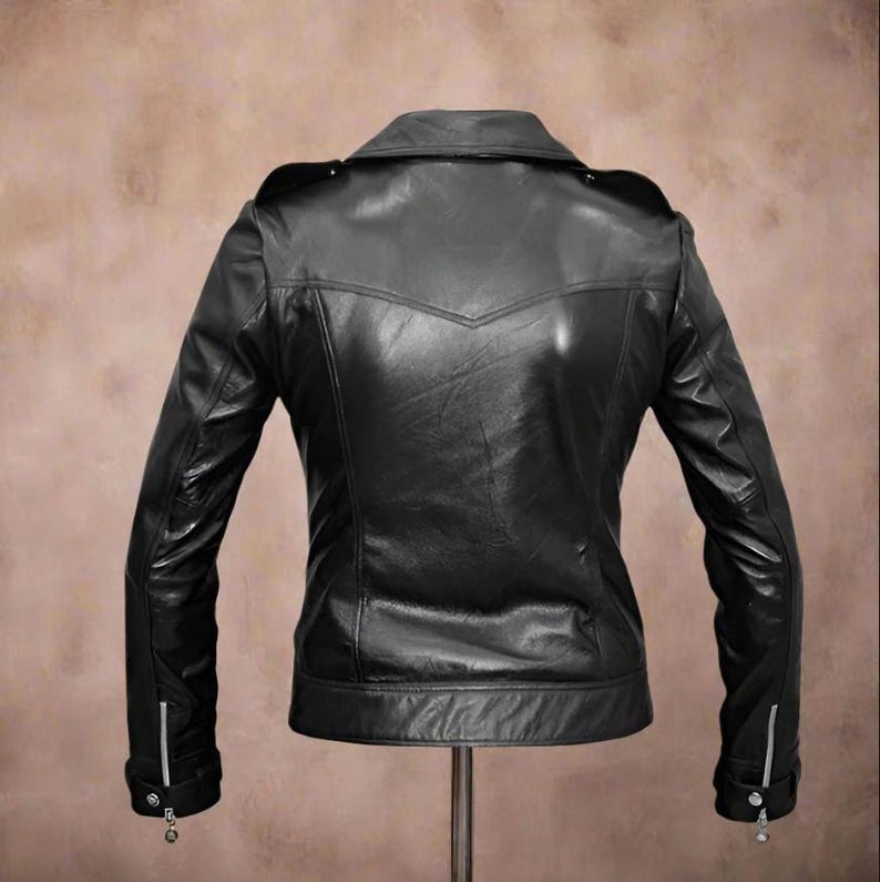 Women black biker leather jacket | ladies motorbike leather jacket black | Gift for Her | Christmas Leather Jacket sale | Thanksgiving Sale