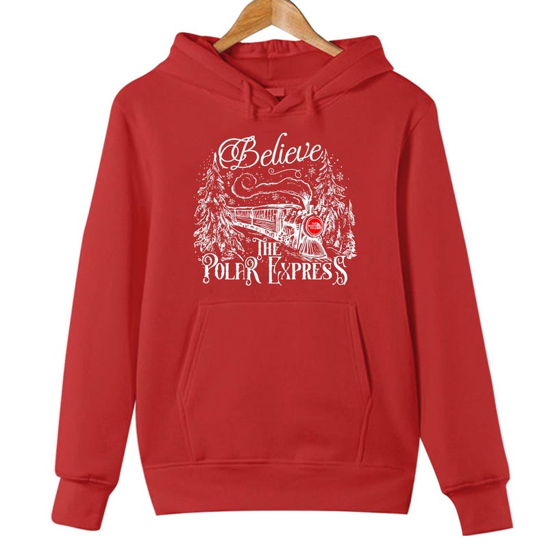 HOODIE (5081) Believe The Polar Express Funny Christmas Tops The North Pole Magic Xmas Jacket - Youth Hoodies No drawstring (EU regulations)