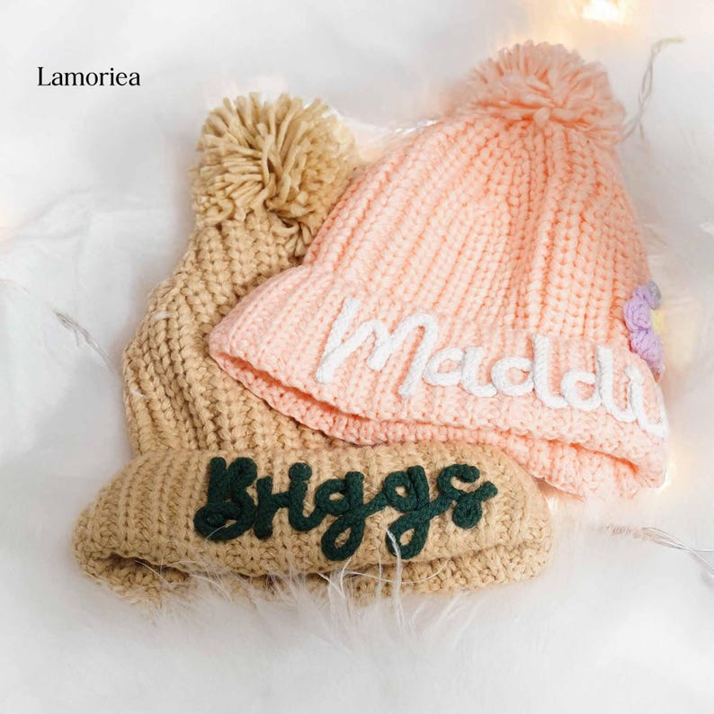 Personalized Kid Knitted Winter Hat, Baby Shower Gift, Baby Winter Hat, Christmas Hat, Beanie Hat, Baby Hat, Knit Hat, Toddler Hat, Kids Hat