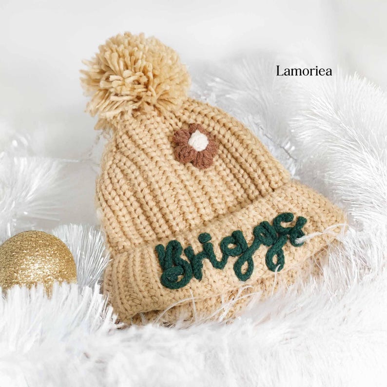 Personalized Kid Knitted Winter Hat, Baby Shower Gift, Baby Winter Hat, Christmas Hat, Beanie Hat, Baby Hat, Knit Hat, Toddler Hat, Kids Hat